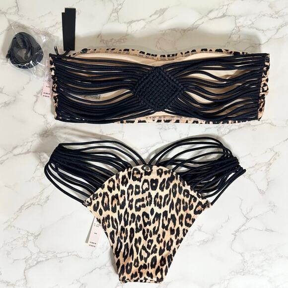 VICTORIA'S SECRET Archives Swim Macrame Bandeau Top XL & Macrame Bottoms M $120 - Picture 14 of 15